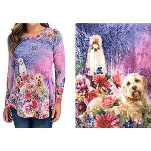ONE WORLD Purple Floral Dog Tunic Top Shirt - Sz XL - NWT